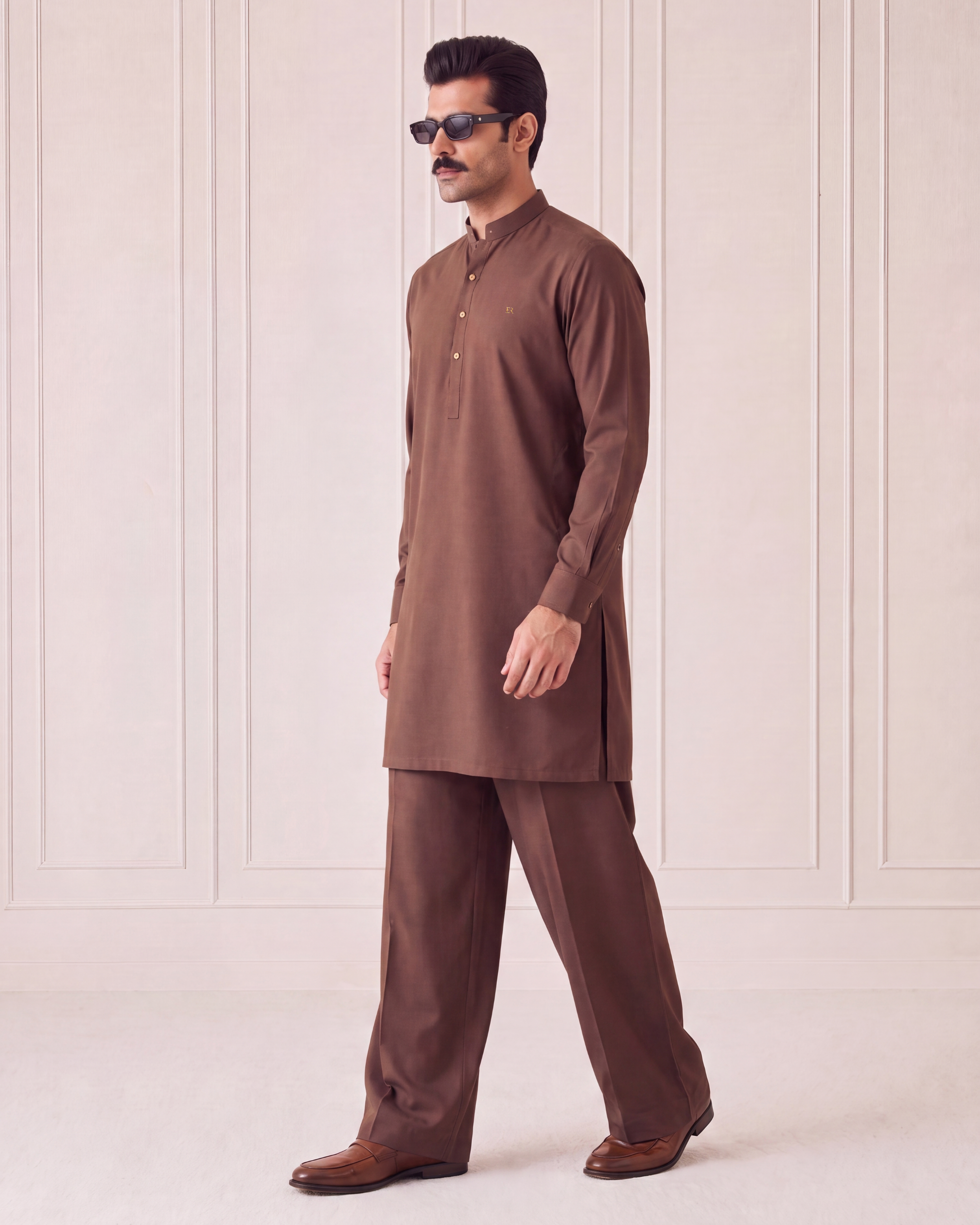 Classic Brown Wash N Wear Kurta/Pajama