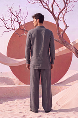 Charcoal Grey Linen Kurta Pajama