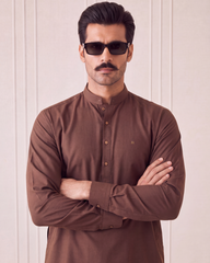 Classic Brown Wash N Wear Kurta/Pajama