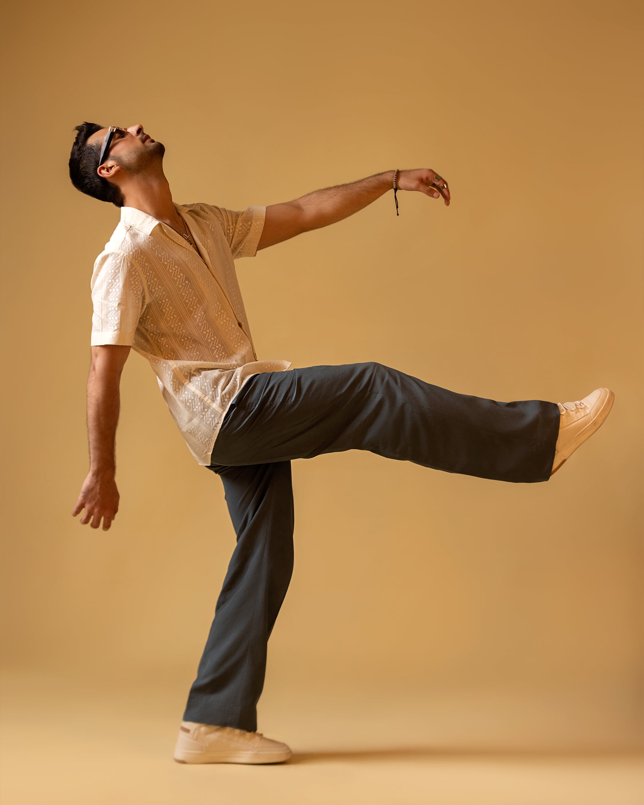 Lapel Print Shirt & Wide Lose Trouser