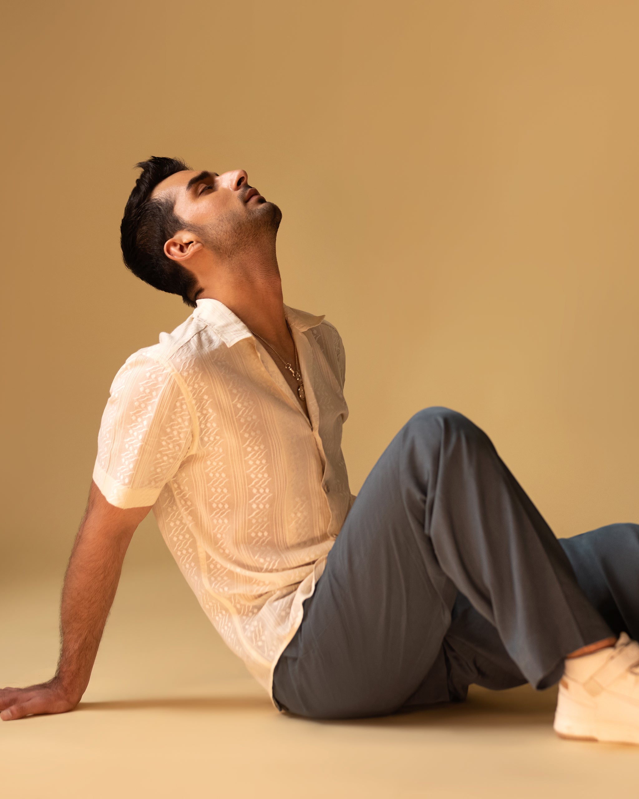 Lapel Print Shirt & Wide Lose Trouser