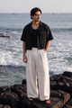 Black Crop Linen Set