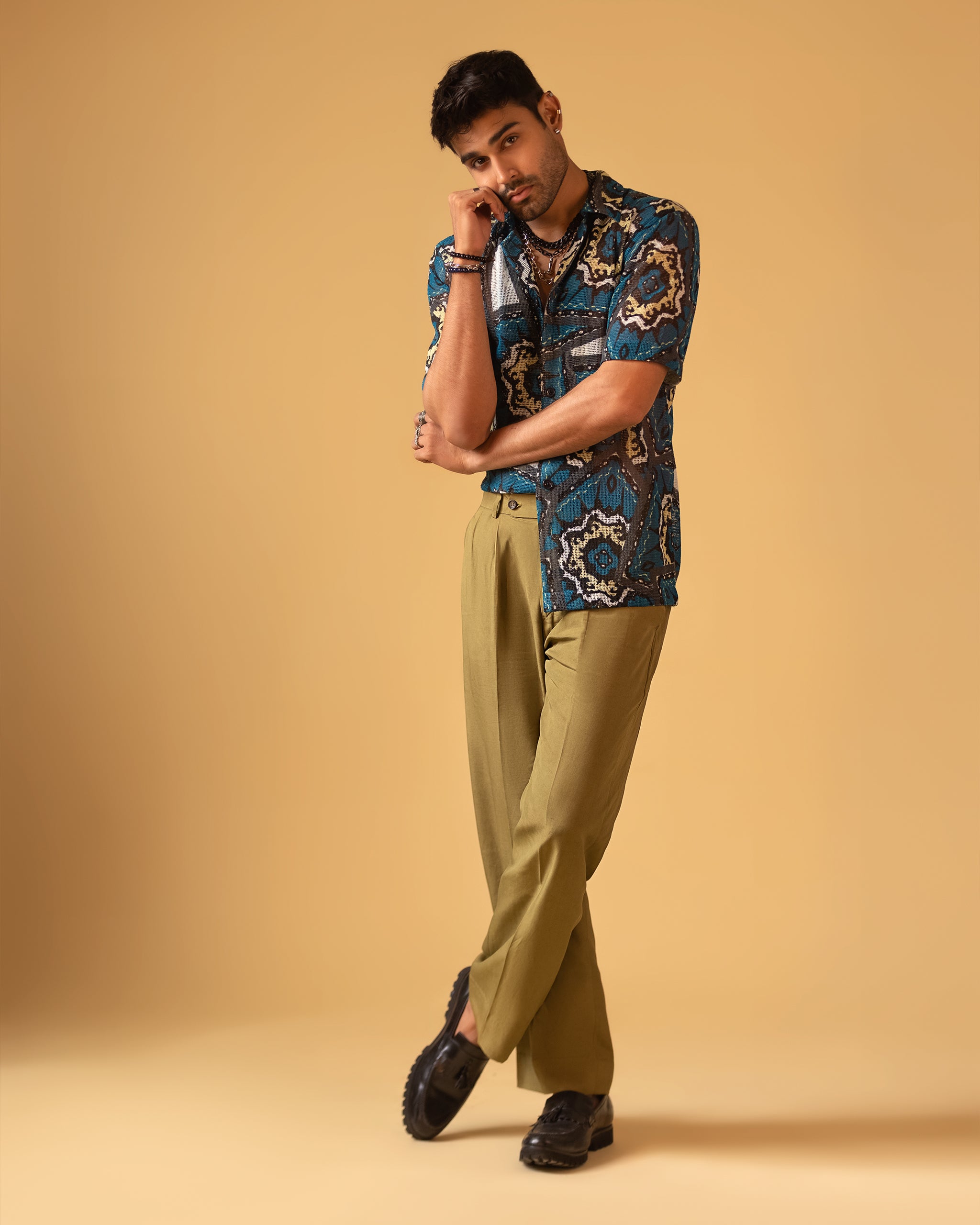 Pollo Short Sleeves Printed Shirt & Relaxe fit Trouser