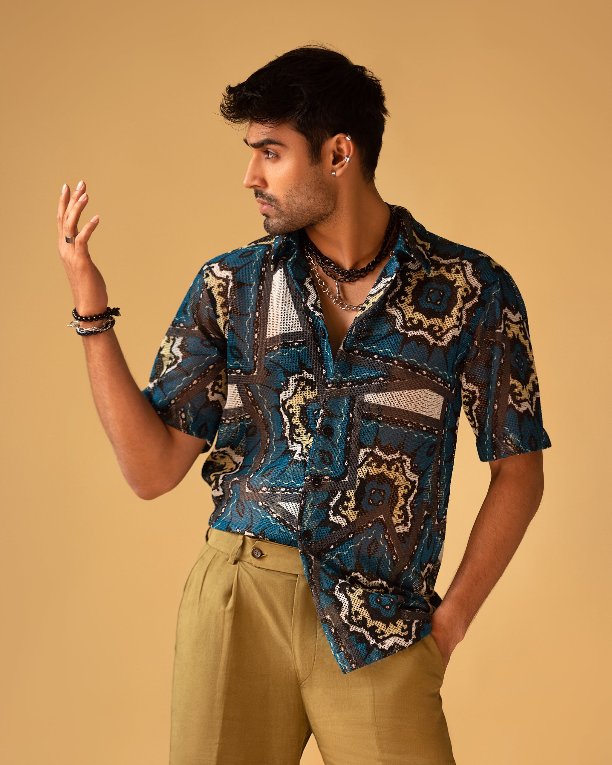 Pollo Short Sleeves Printed Shirt & Relaxe fit Trouser