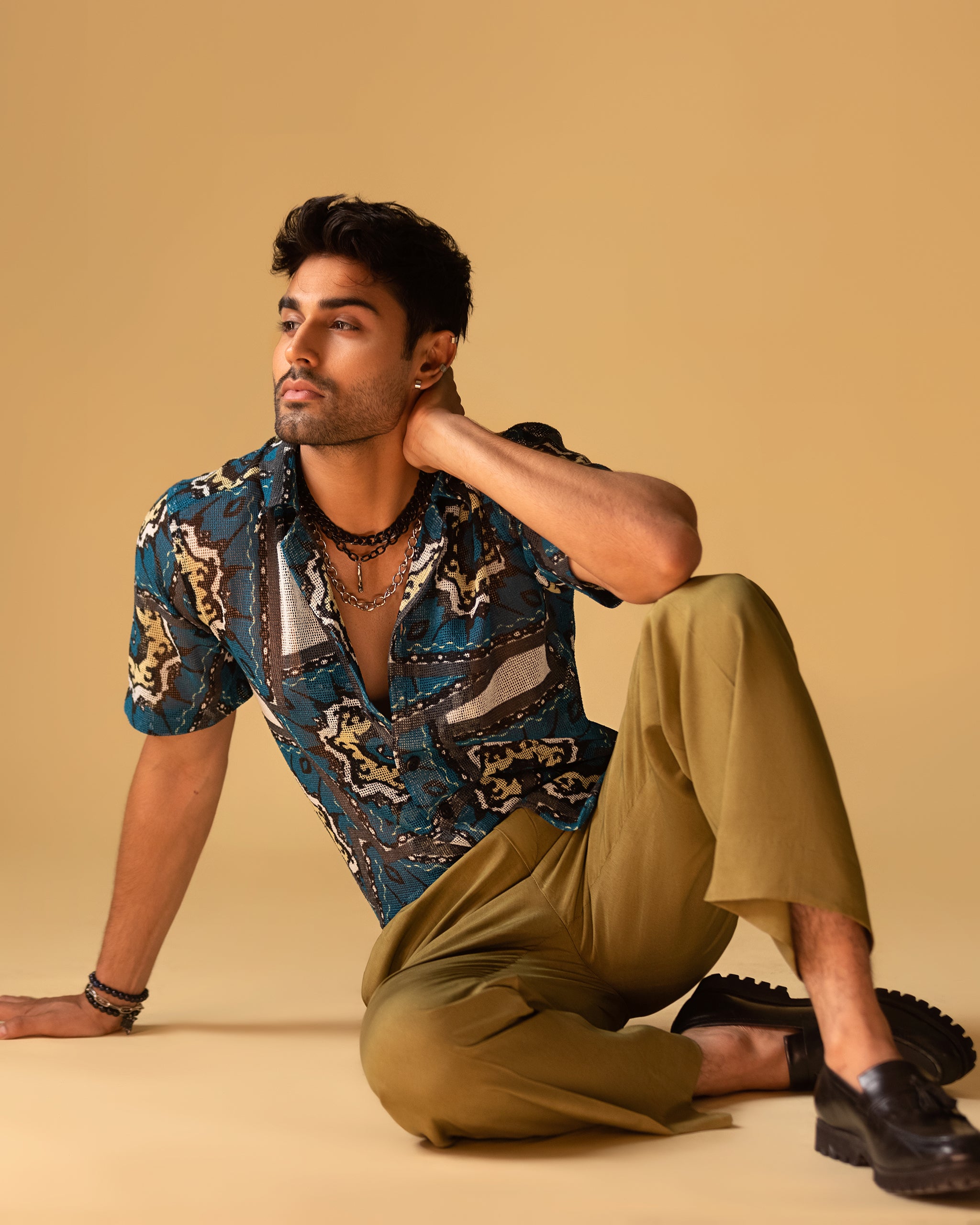 Pollo Short Sleeves Printed Shirt & Relaxe fit Trouser