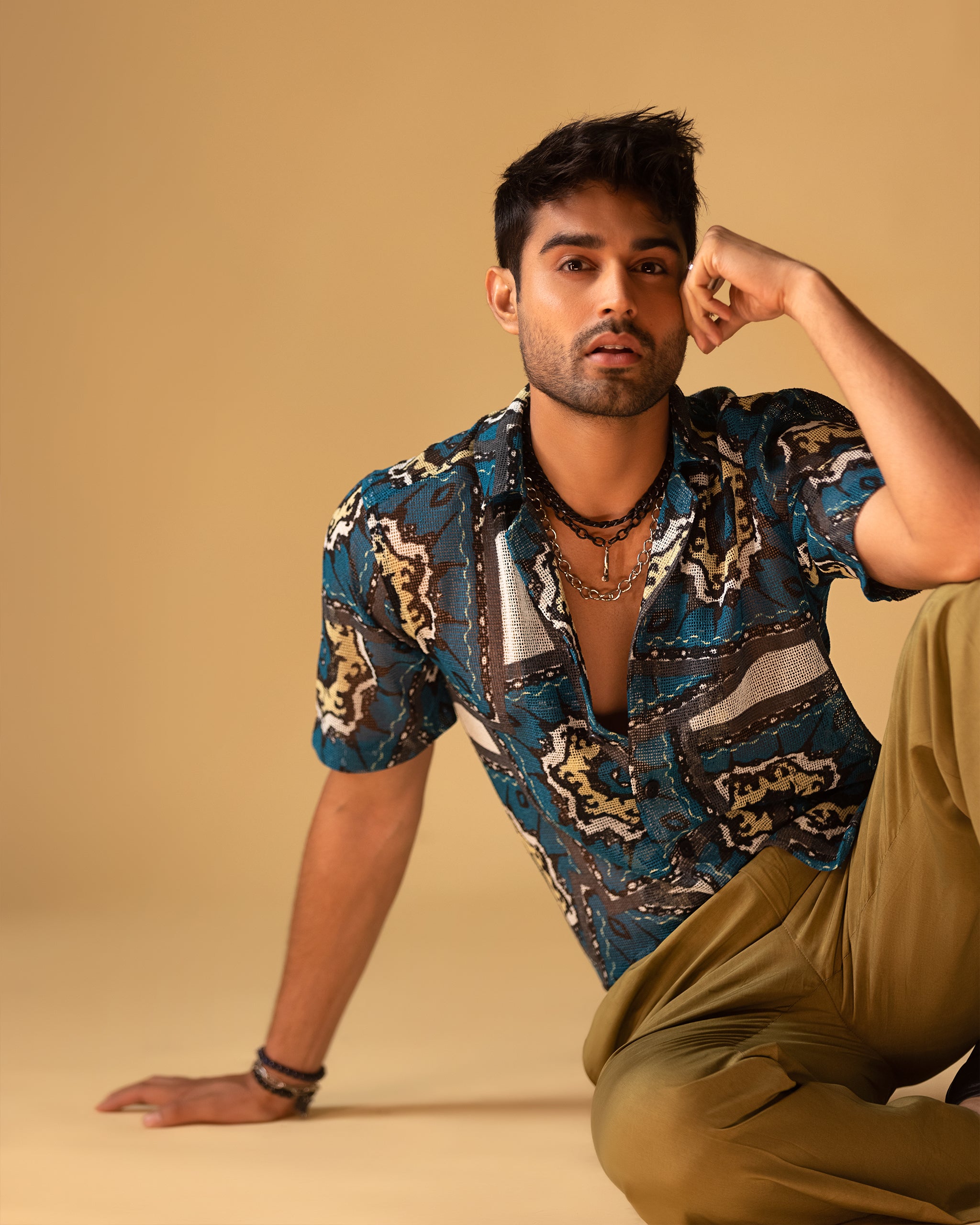 Pollo Short Sleeves Printed Shirt & Relaxe fit Trouser