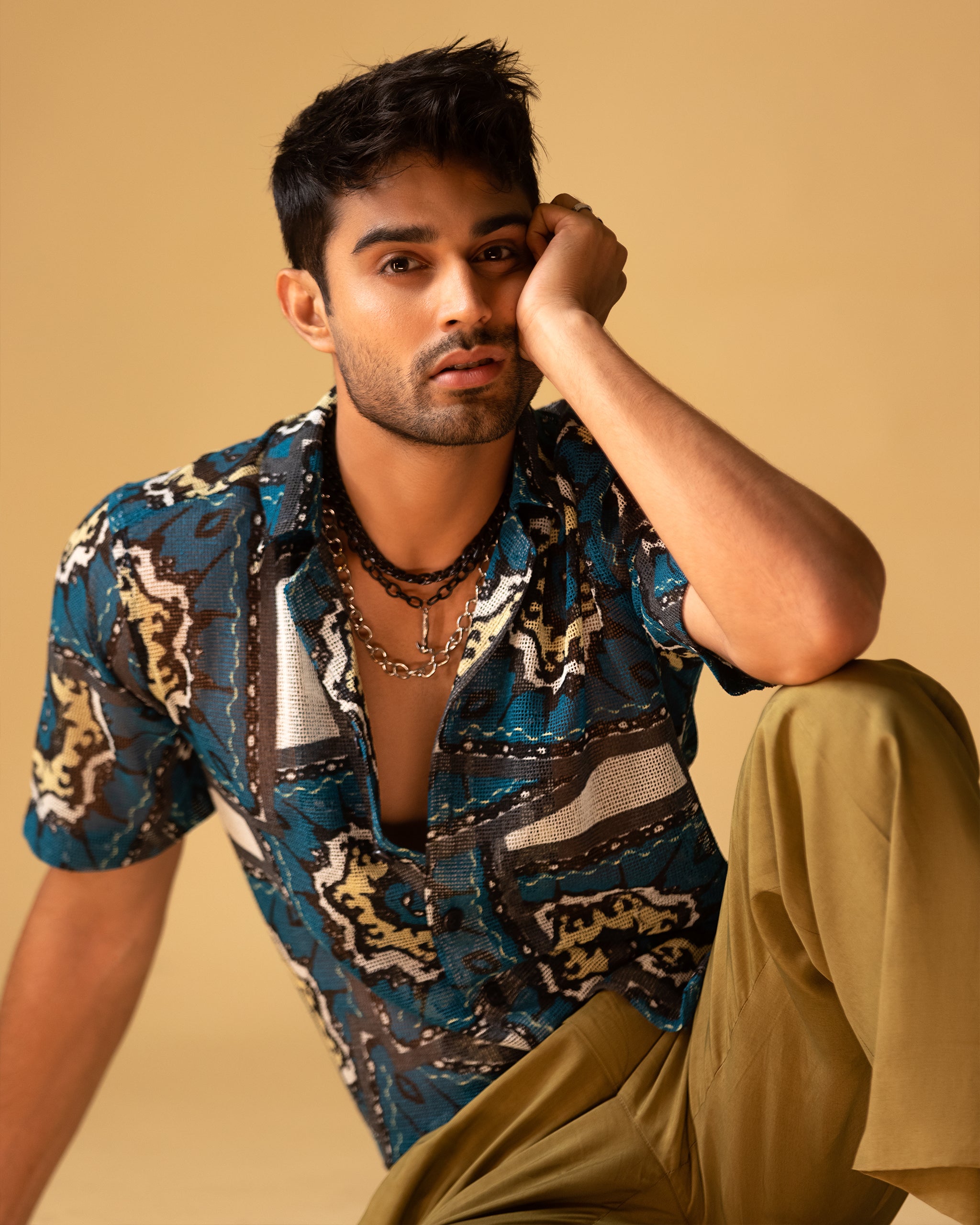 Pollo Short Sleeves Printed Shirt & Relaxe fit Trouser