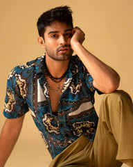 Pollo Short Sleeves Printed Shirt & Relaxe fit Trouser