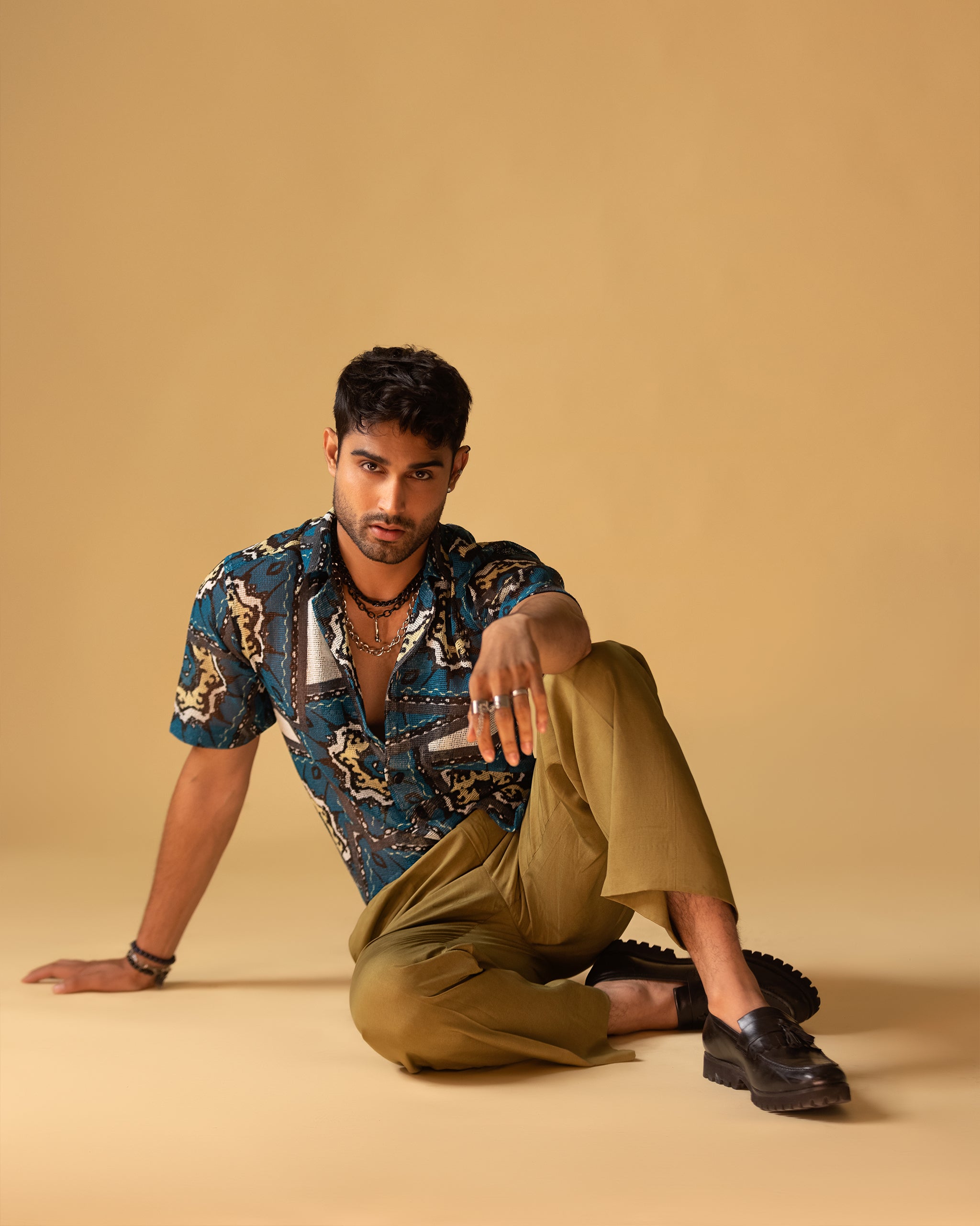 Pollo Short Sleeves Printed Shirt & Relaxe fit Trouser