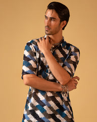 Polo Short Sleeves Printed Design Shirt & Relax Fit Trouser