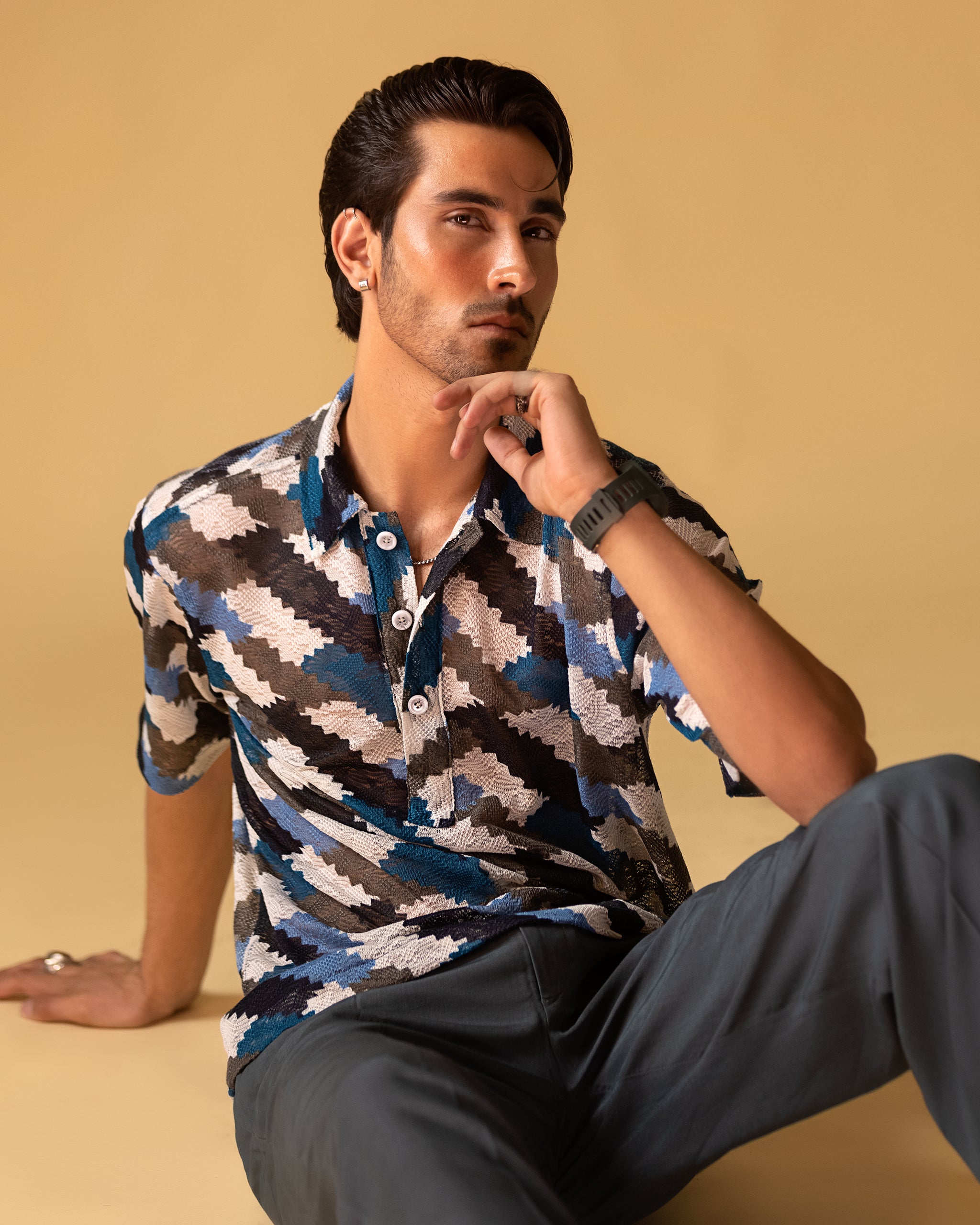 Polo T-shirt Style Short Sleeves Printed & Relax Fit Trouser