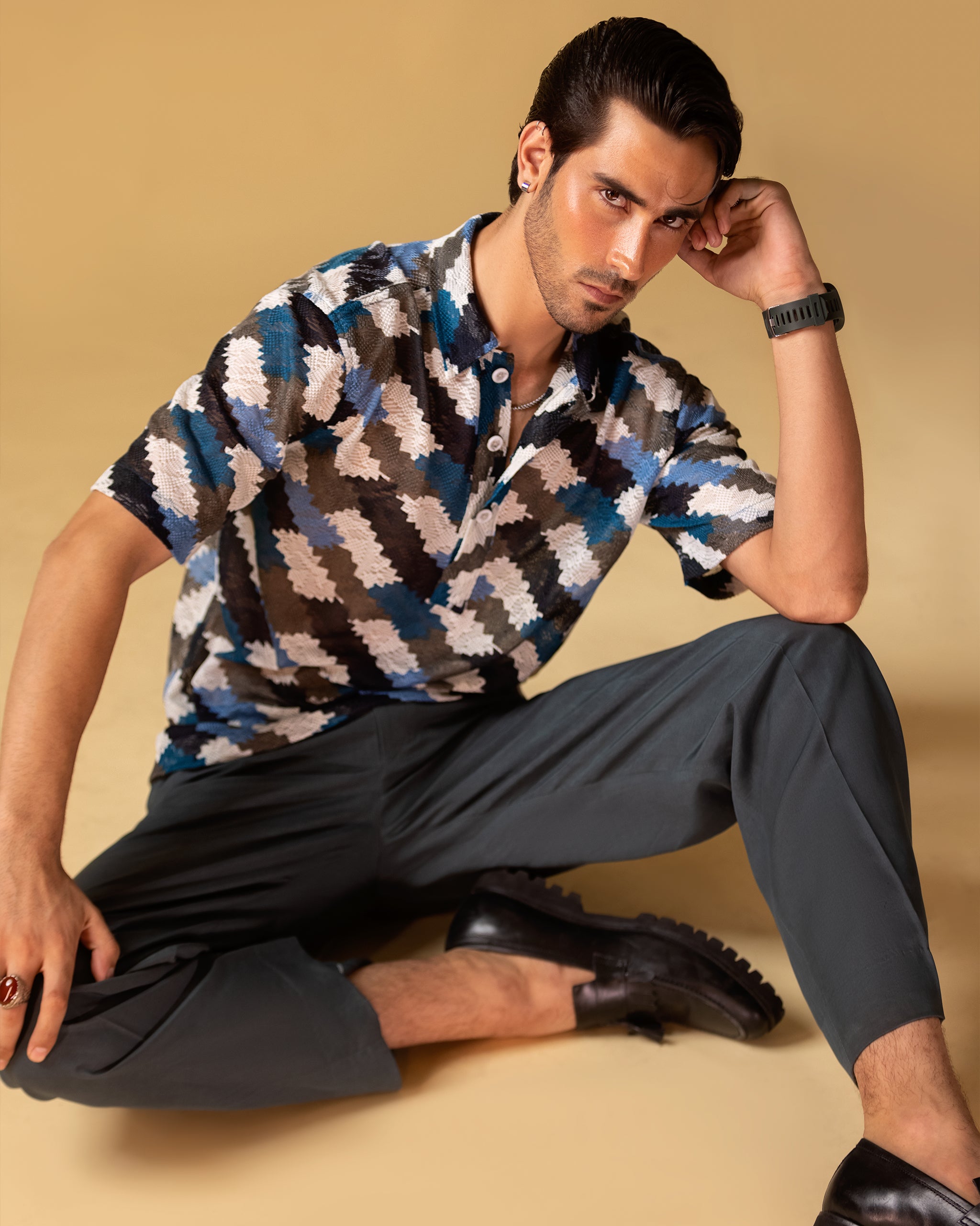 Polo T-shirt Style Short Sleeves Printed & Relax Fit Trouser