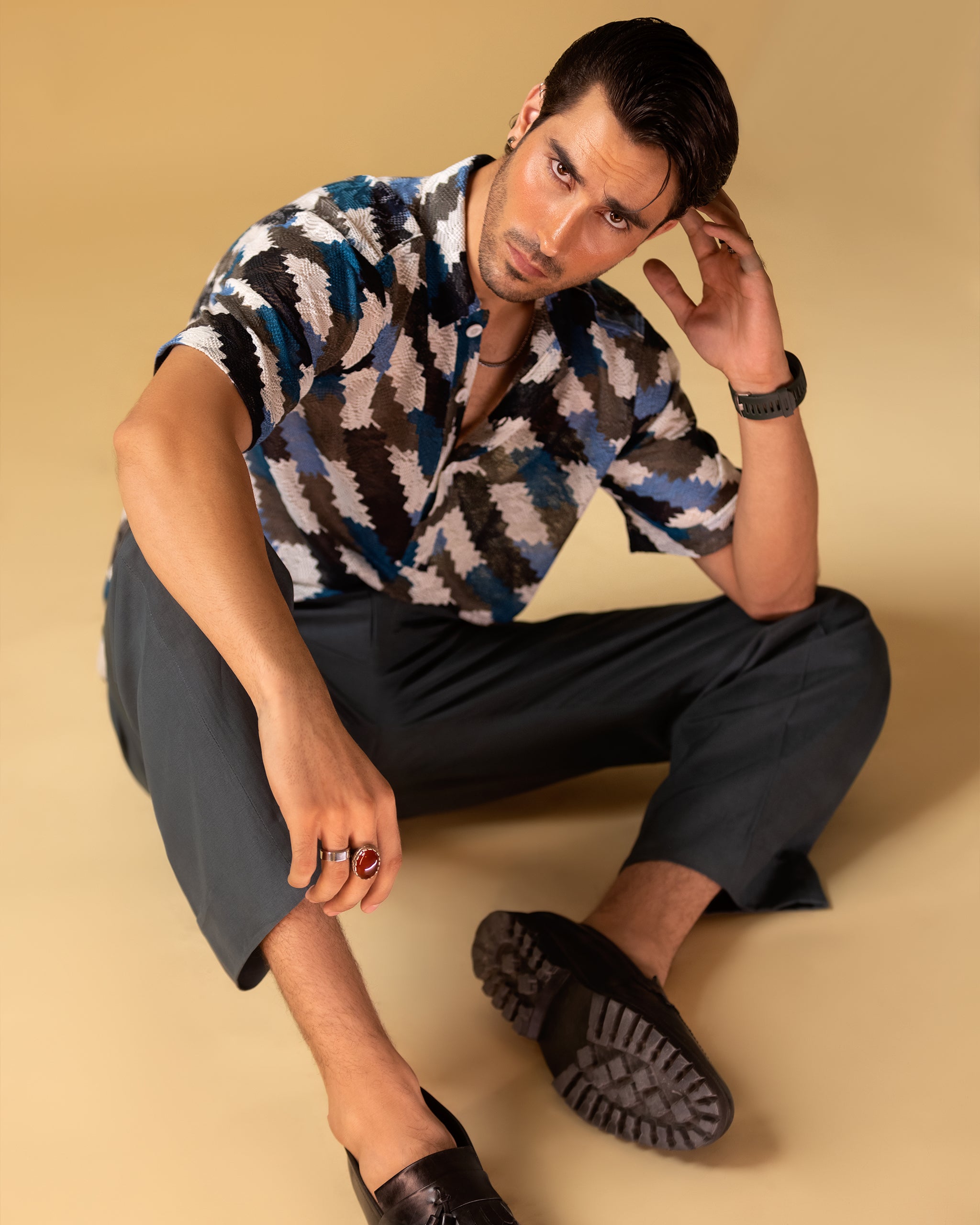 Polo T-shirt Style Short Sleeves Printed & Relax Fit Trouser