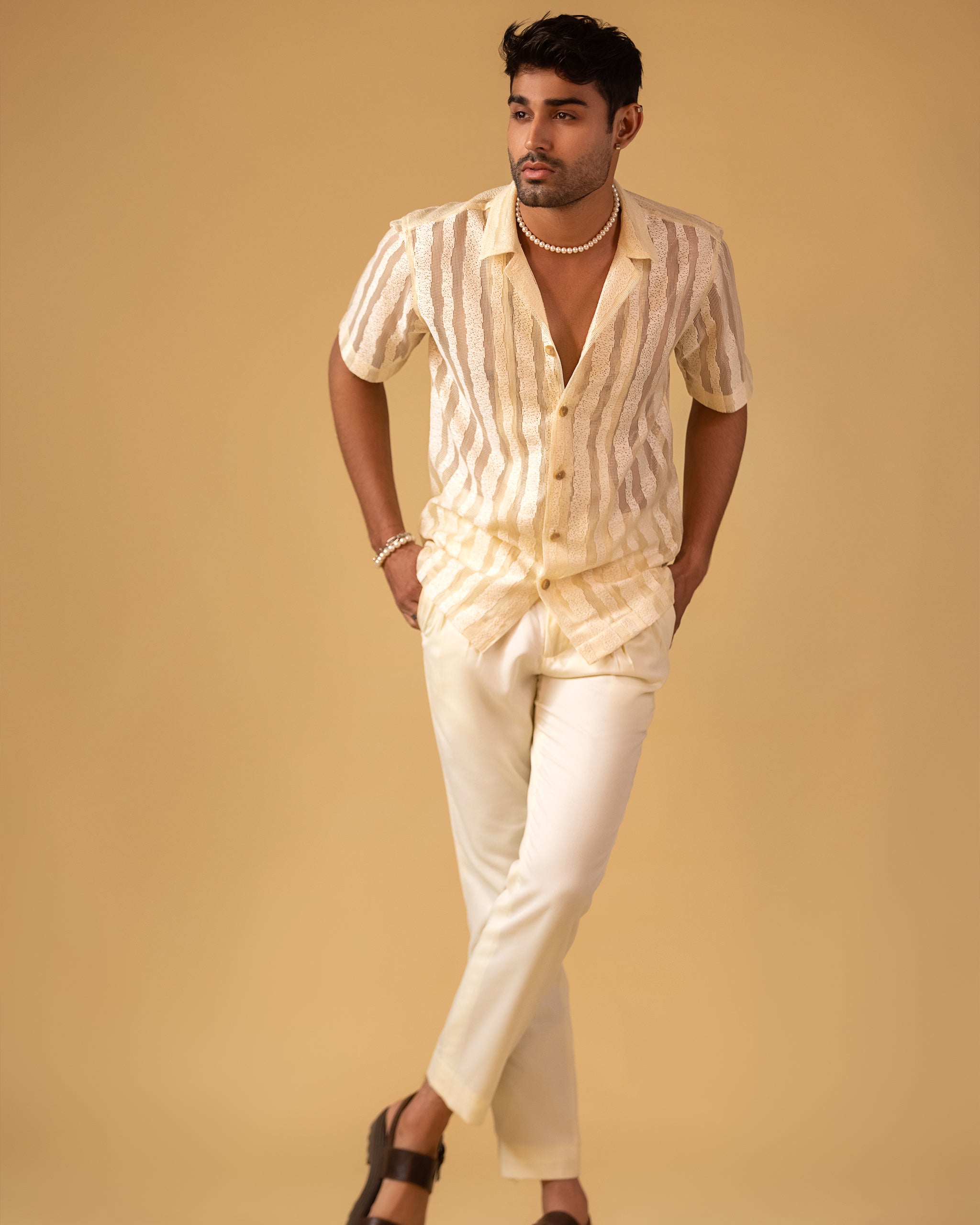 Pollo summer Cream Slim Shirt & Slim Fit Trouser