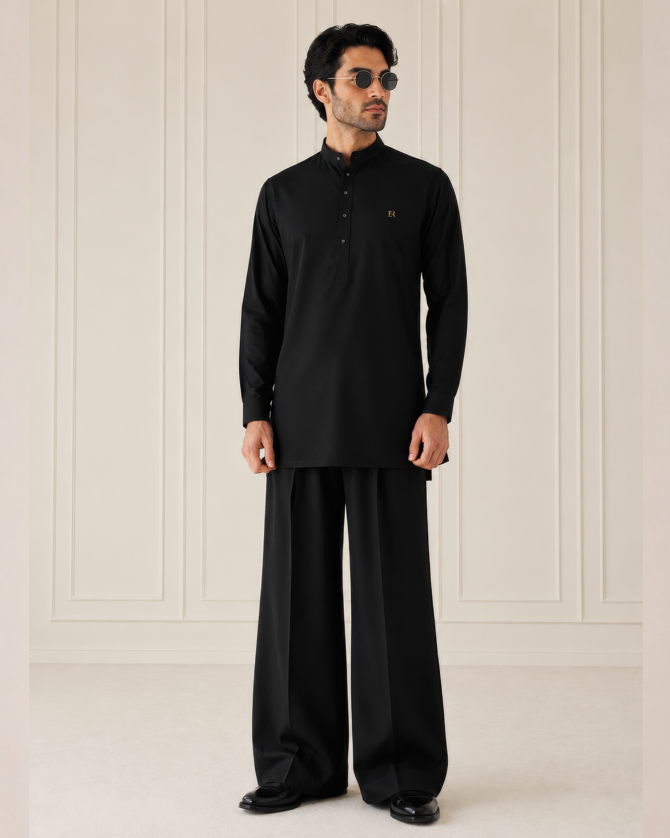 Deep Black Wash N Wear Kurta/Pajama