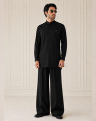 Deep Black Wash N Wear Kurta/Pajama