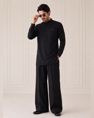 Deep Black Wash N Wear Kurta/Pajama