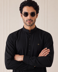 Deep Black Wash N Wear Kurta/Pajama