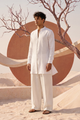 White Zipper Linen Kurta Pajama