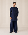 Navy Blue Wash N Wear Kurta/Pajama