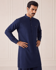 Navy Blue Wash N Wear Kurta/Pajama