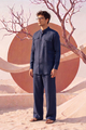 Midnight Blue Linen  Kurta Pajama