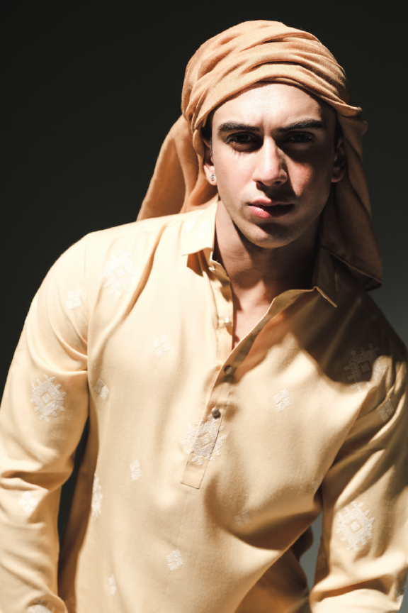 TSL - Bavarian Cream Embroidered Kurta Pajama