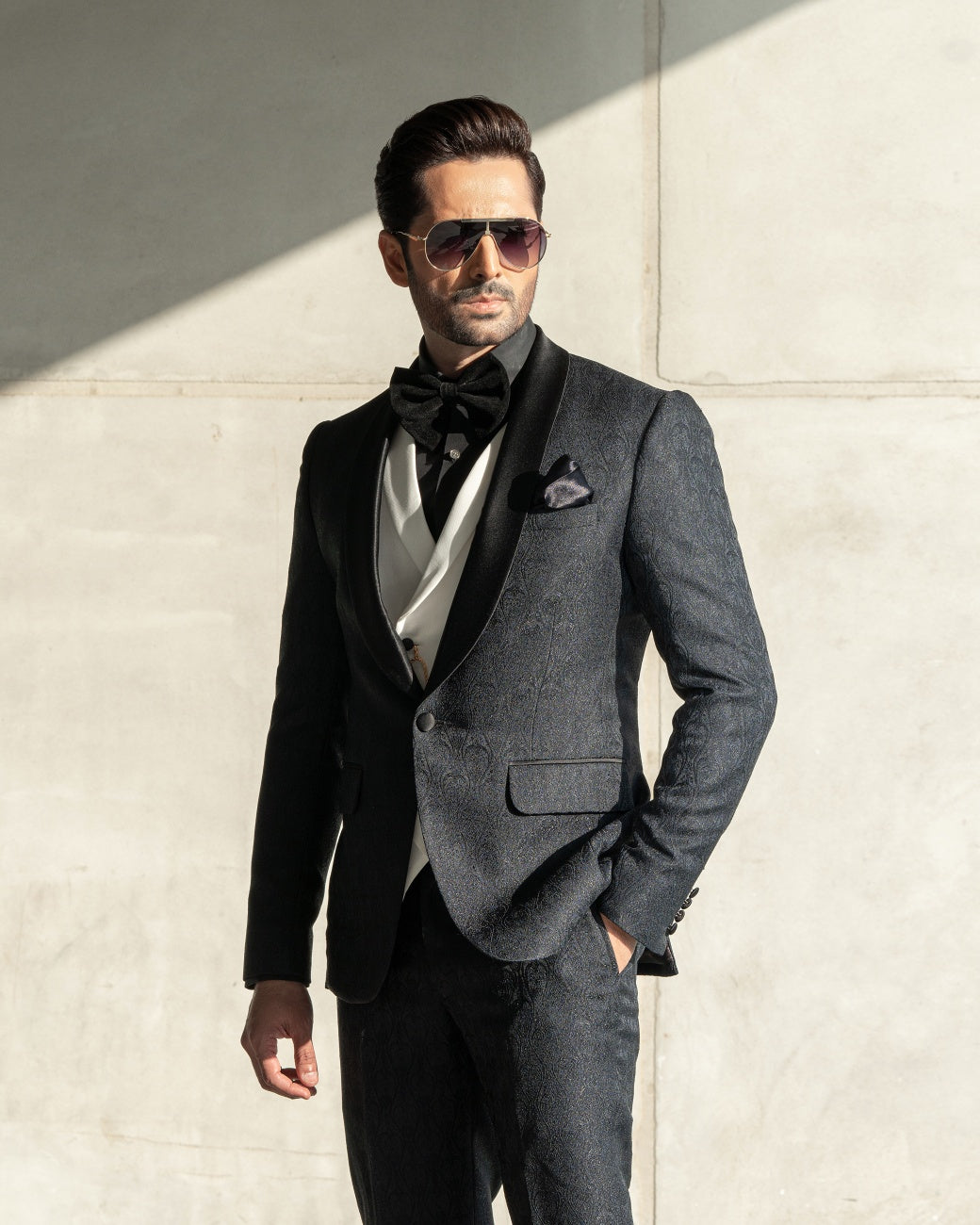 Embos Embellished Tuxedo Suit