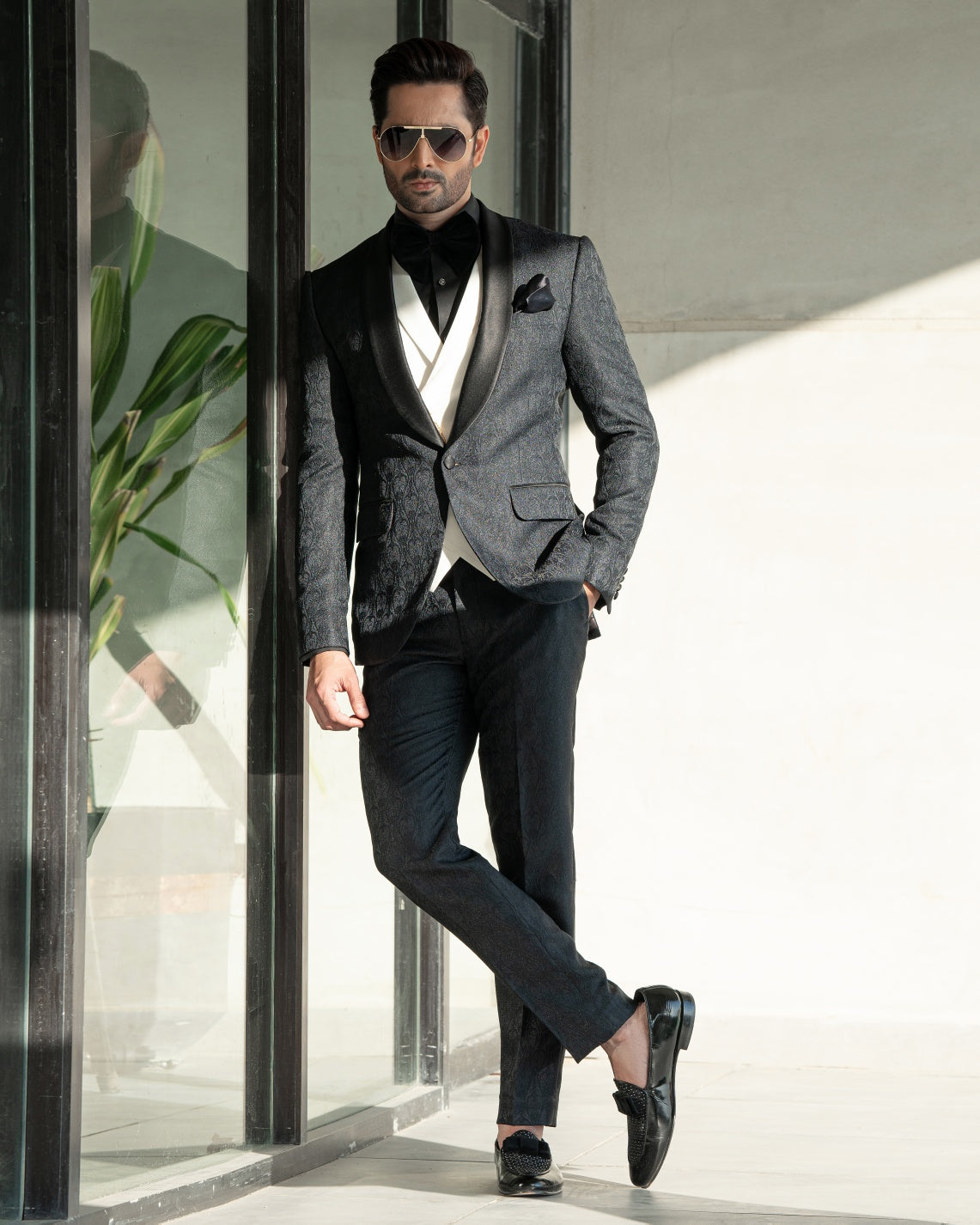 Embos Embellished Tuxedo Suit