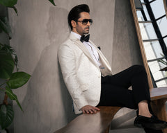 Embroidery Embellished Tuxedo Suit