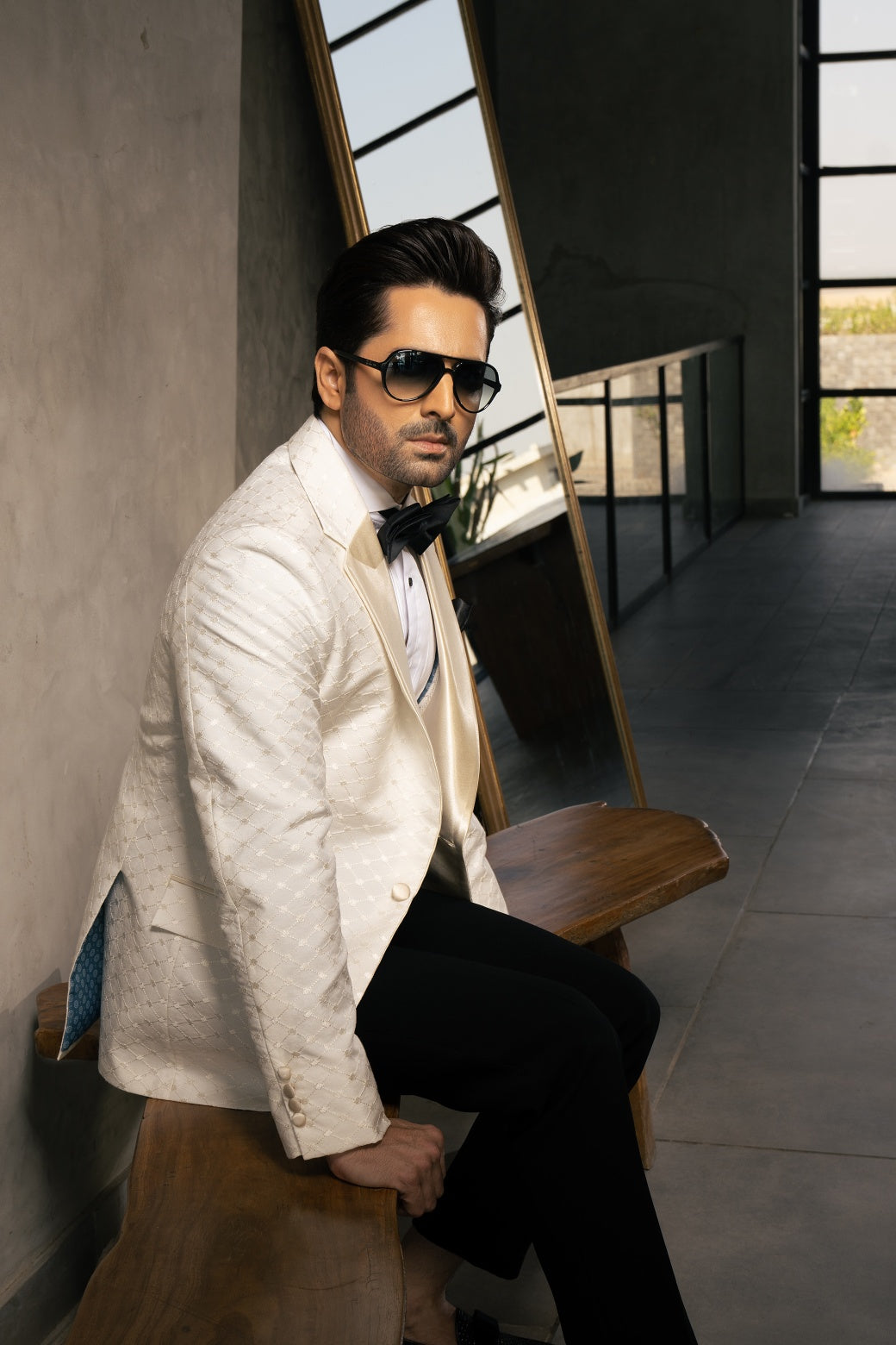 Embroidery Embellished Tuxedo Suit