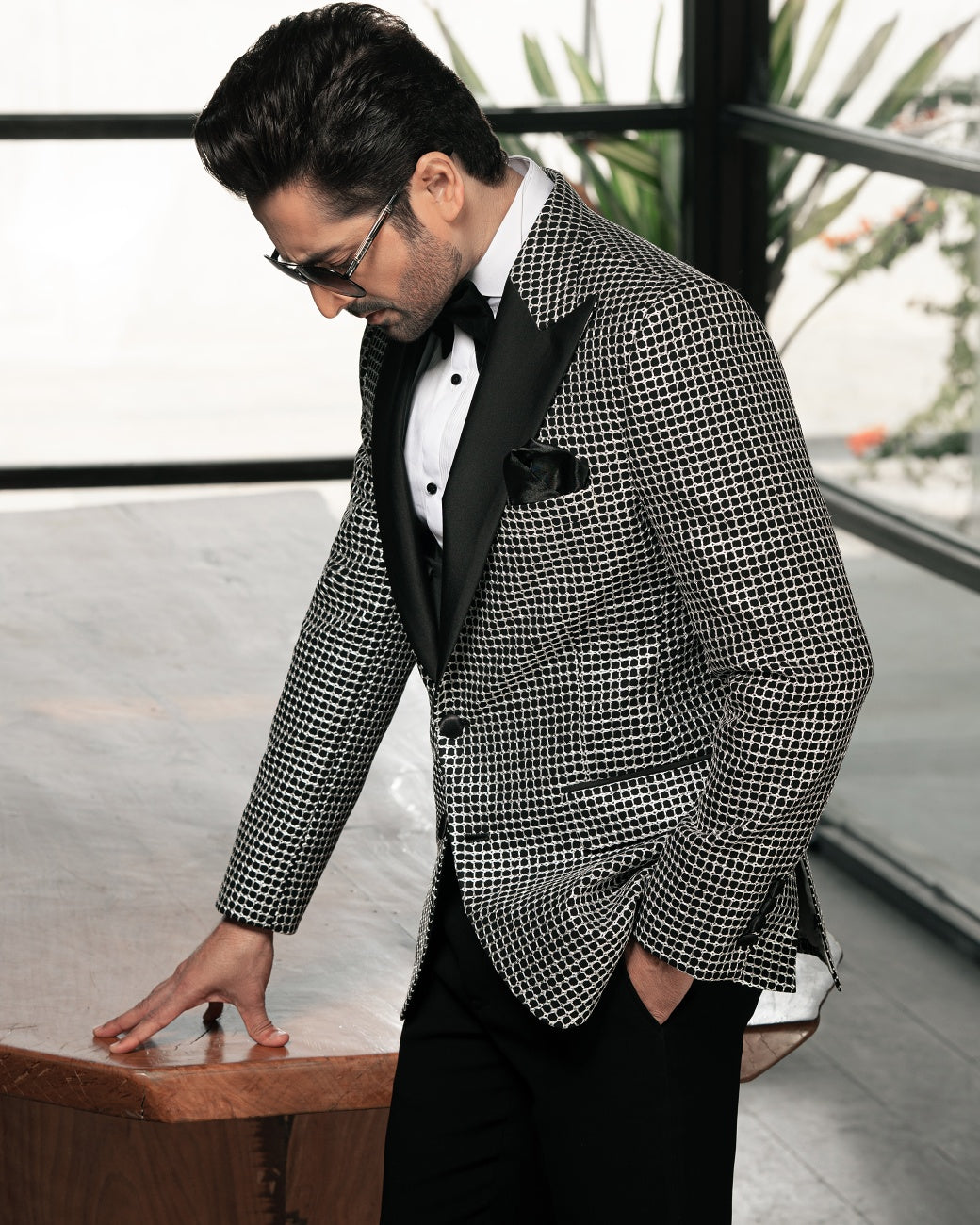 Embroidery Embellished Tuxedo Suit