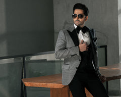 Embroidery Embellished Tuxedo Suit