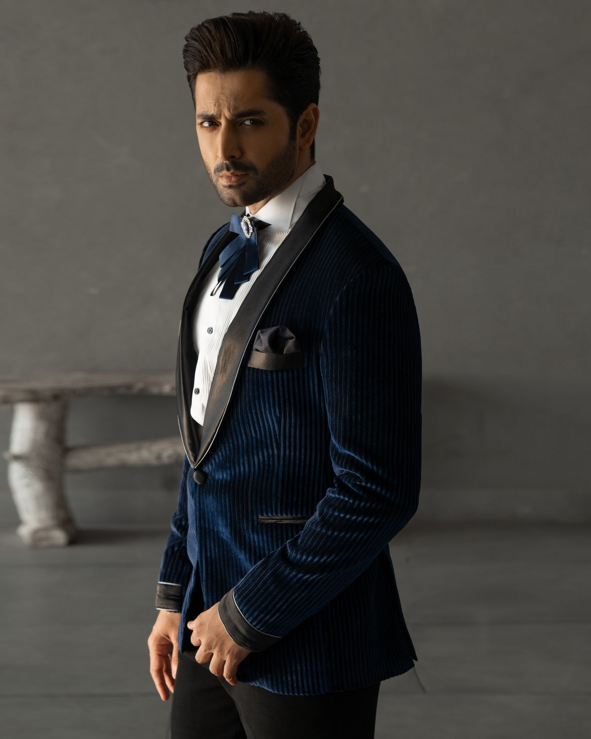 Velvet Stripes Tuxedo Suit