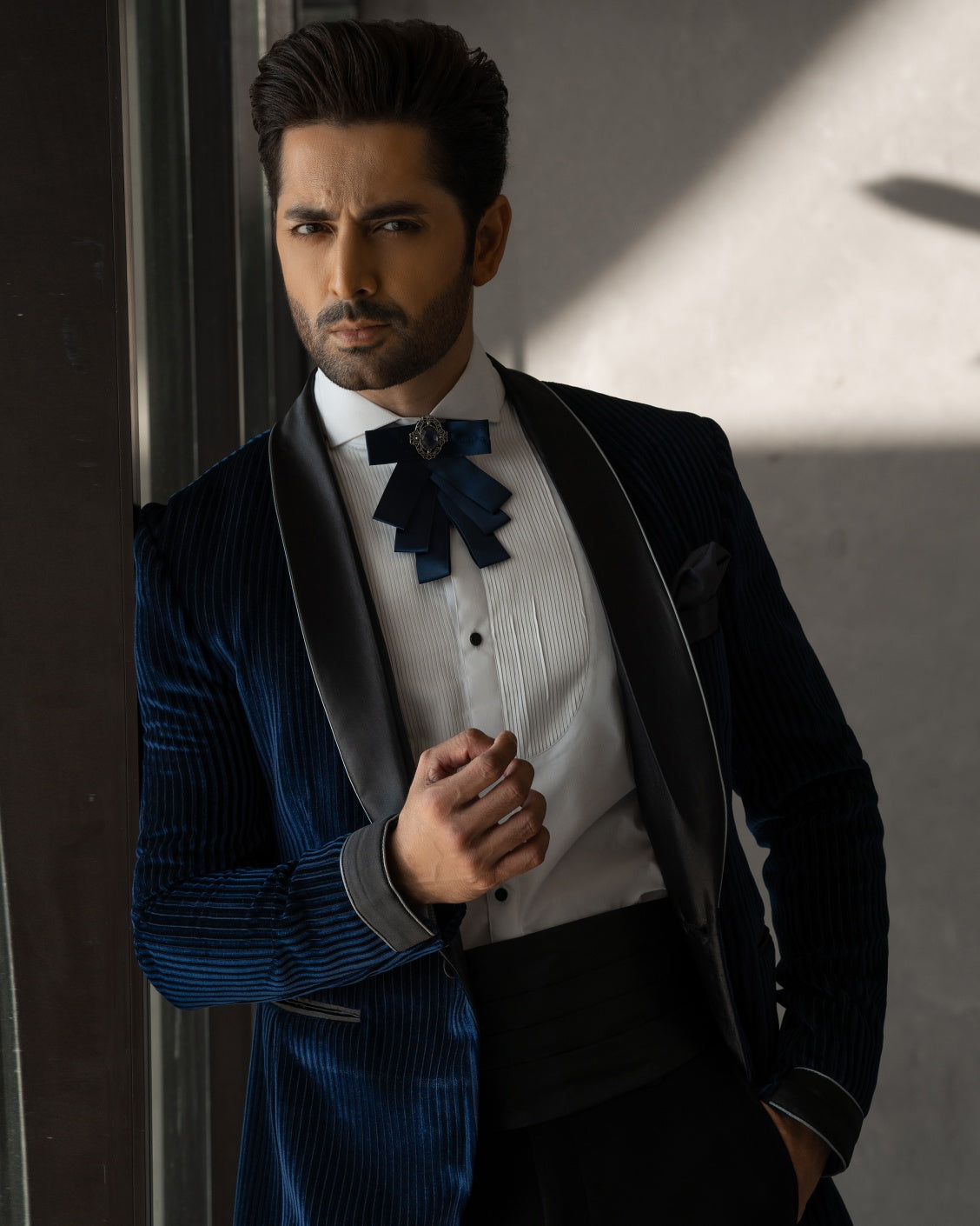 Velvet Stripes Tuxedo Suit