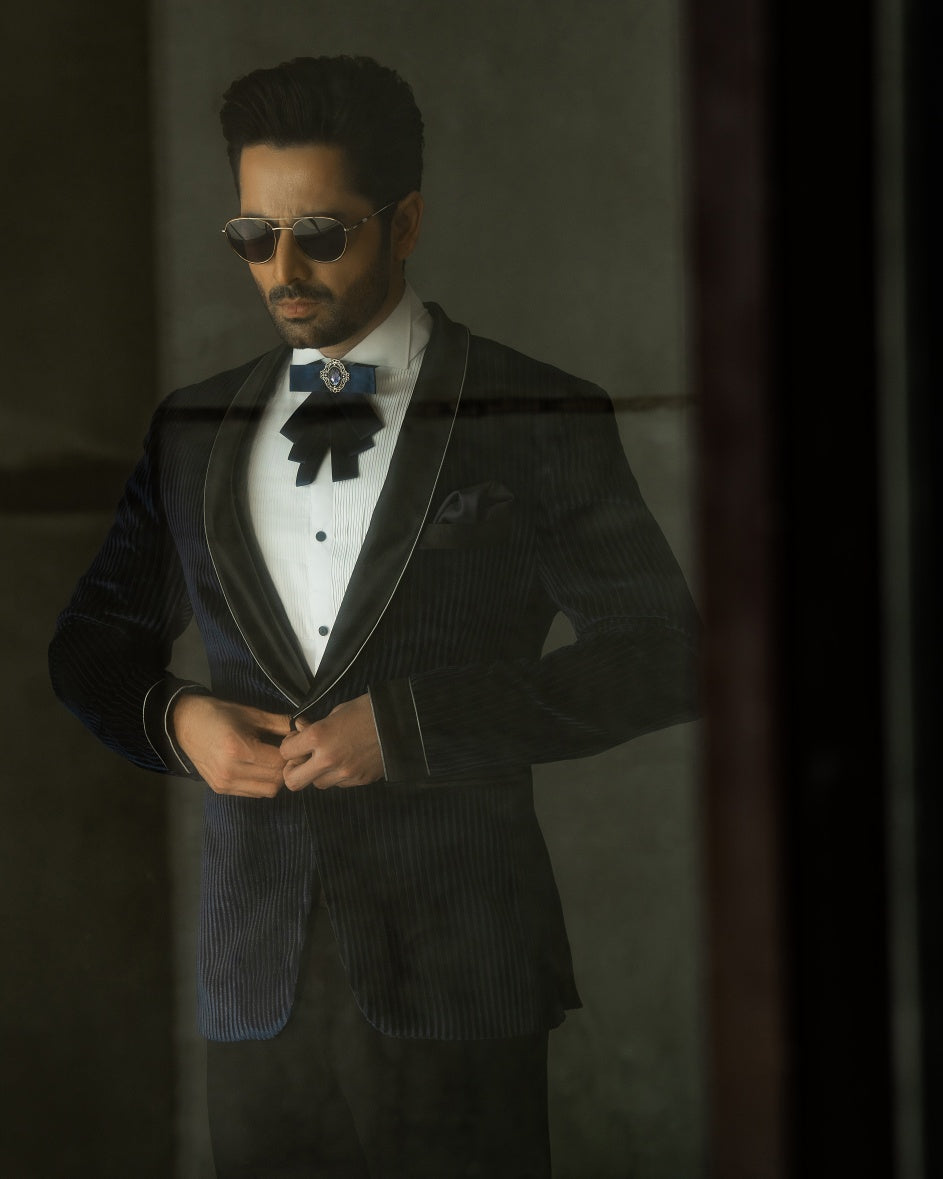 Velvet Stripes Tuxedo Suit