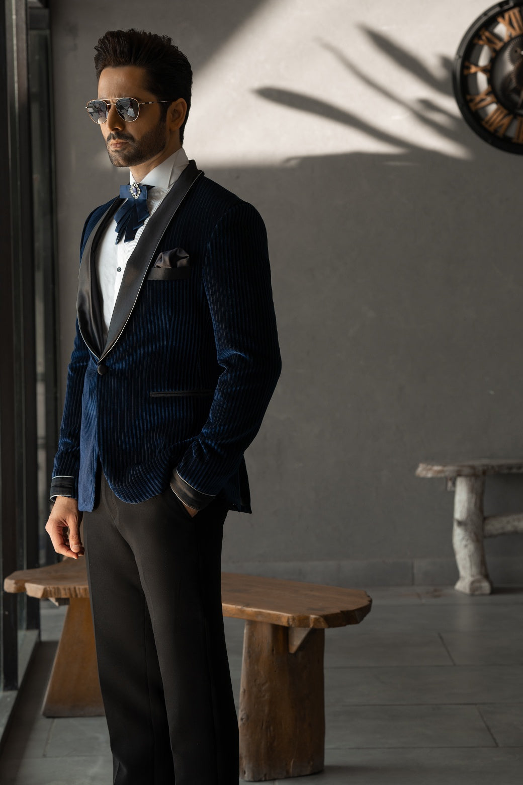Velvet Stripes Tuxedo Suit