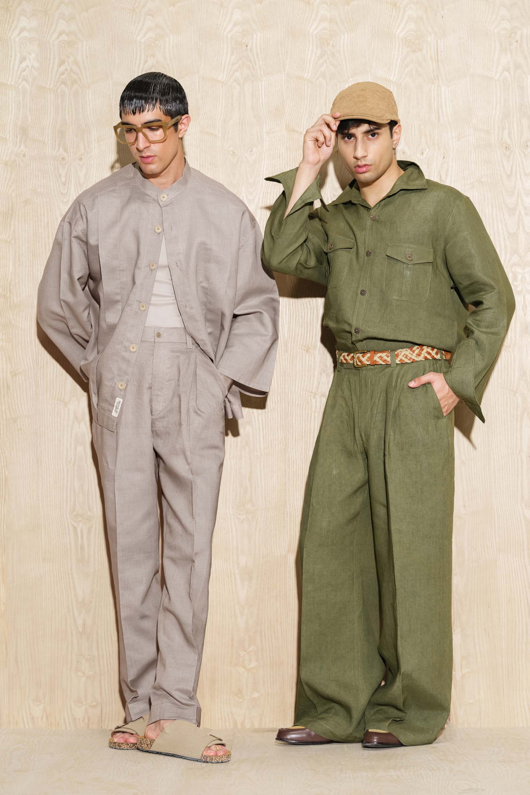 Cloud Grey Calle Oversized Shirt with Straight-Cut Trousers