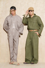 Cloud Grey Calle Oversized Shirt with Straight-Cut Trousers