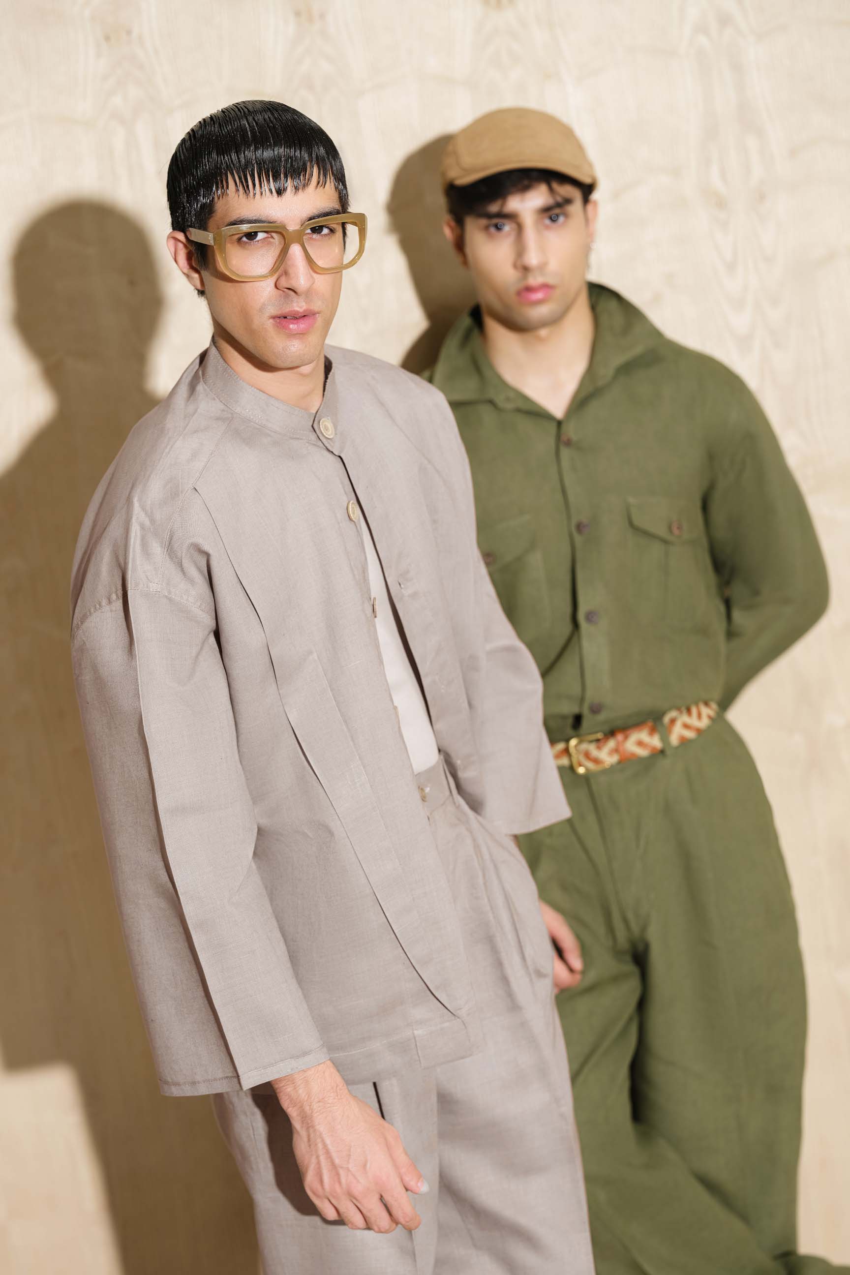 Cloud Grey Calle Oversized Shirt with Straight-Cut Trousers