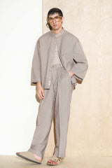 Cloud Grey Calle Oversized Shirt with Straight-Cut Trousers