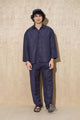 Berry Blue Calle Oversized Utility Shirt with Wide-Leg Pleated Trousers