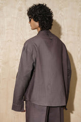 Brown Stone Calle Oversized Utility Shirt with Wide-Leg Trousers