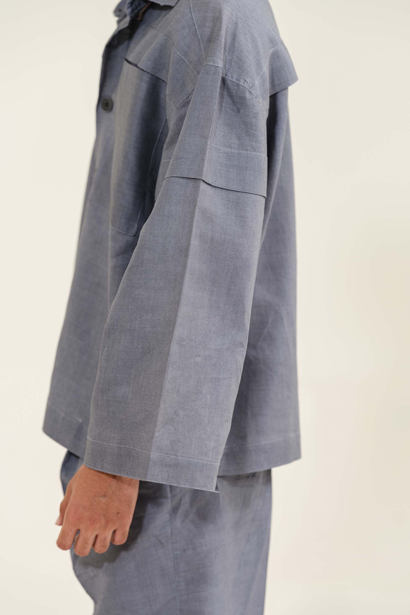 Ash Grey Calle Oversized Utility Shirt with Wide-Leg Trousers