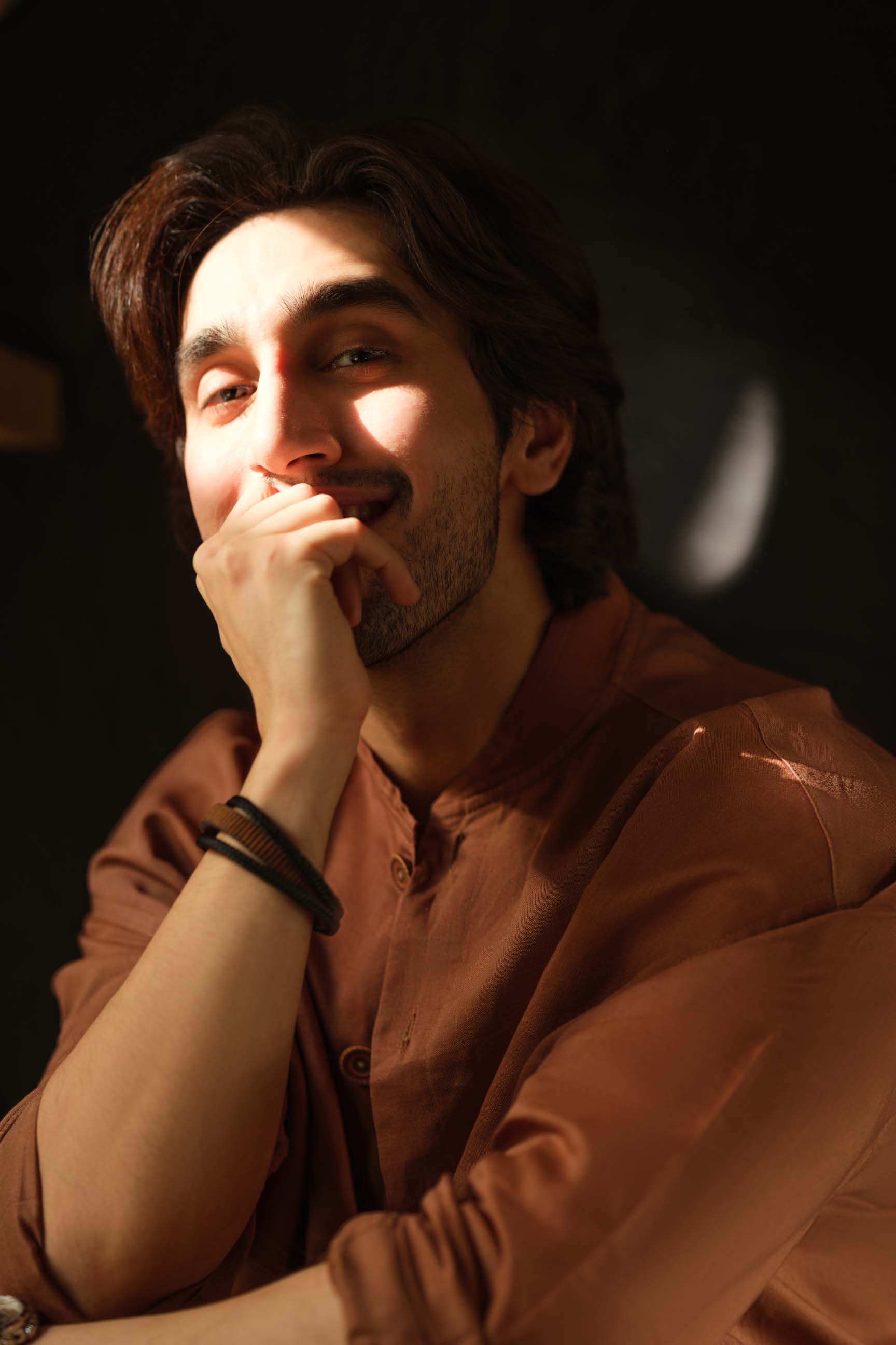 Coco Brown Oversized Shirt & White High-Waist Pant Set