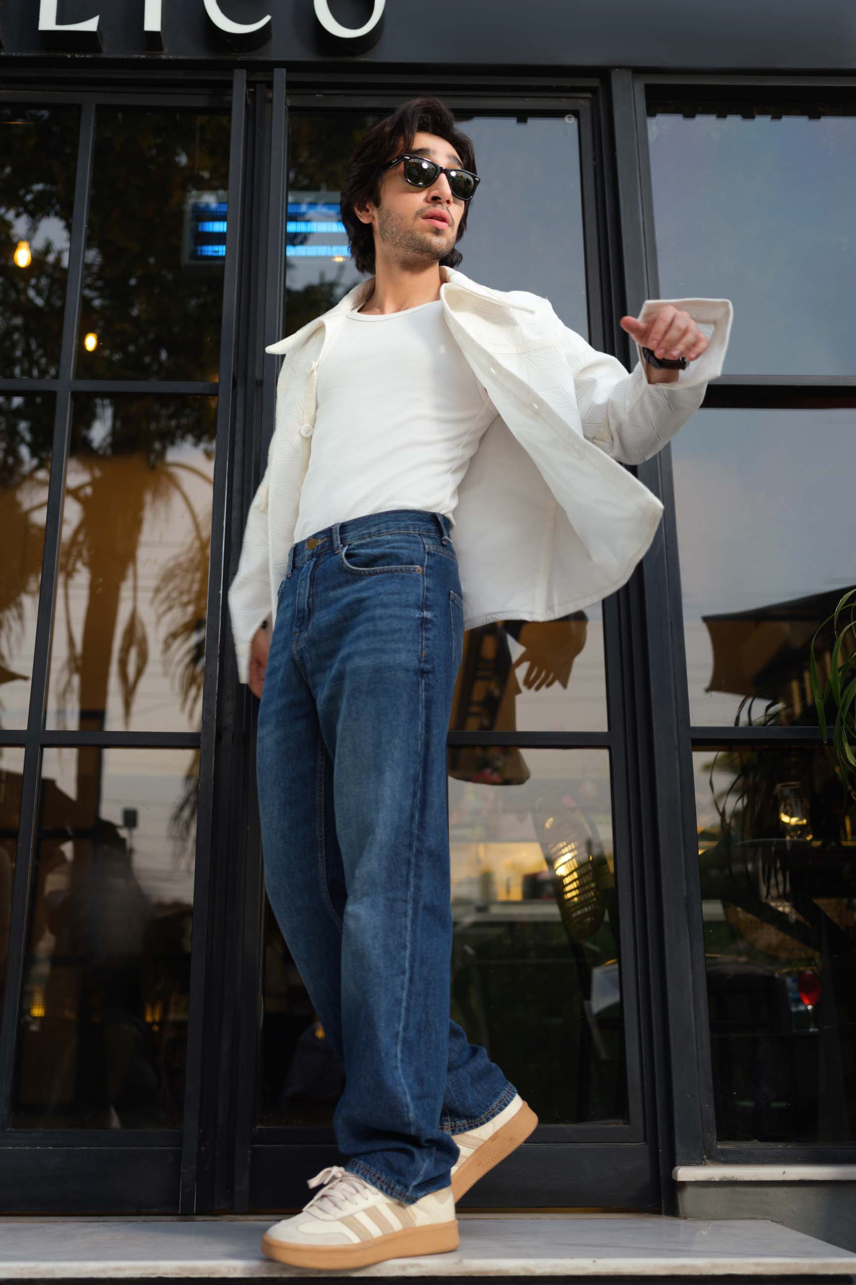 Ivory White Embroidered Drop-Shoulder Jacket