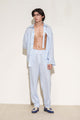 Baby Blue Calle Oversized Utility Shirt with Pleated Wide-Leg Trousers
