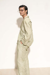 Light Olive Green Calle Oversized Utility Shirt with Wide-Leg Trousers