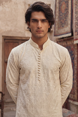 Light Golden Beige Embroidered Kurta & Trouser Set