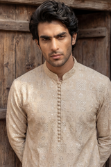 Light Golden Beige Embroidered Kurta & Trouser Set